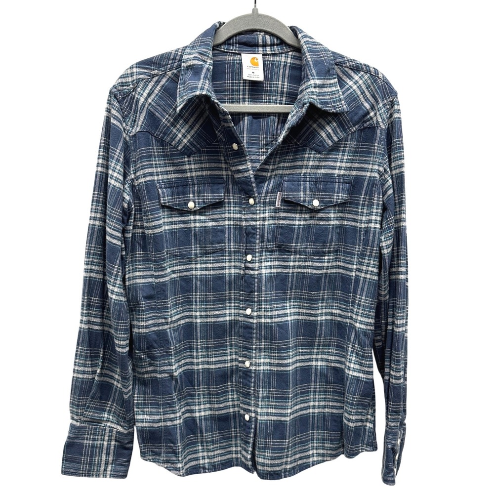 Carhartt Blue Plaid Button-Down Shirt